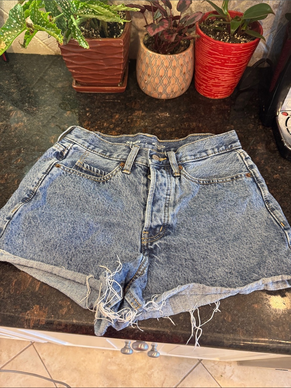 Old Navy Light Blue High-Rise Frayed Denim Shorts
